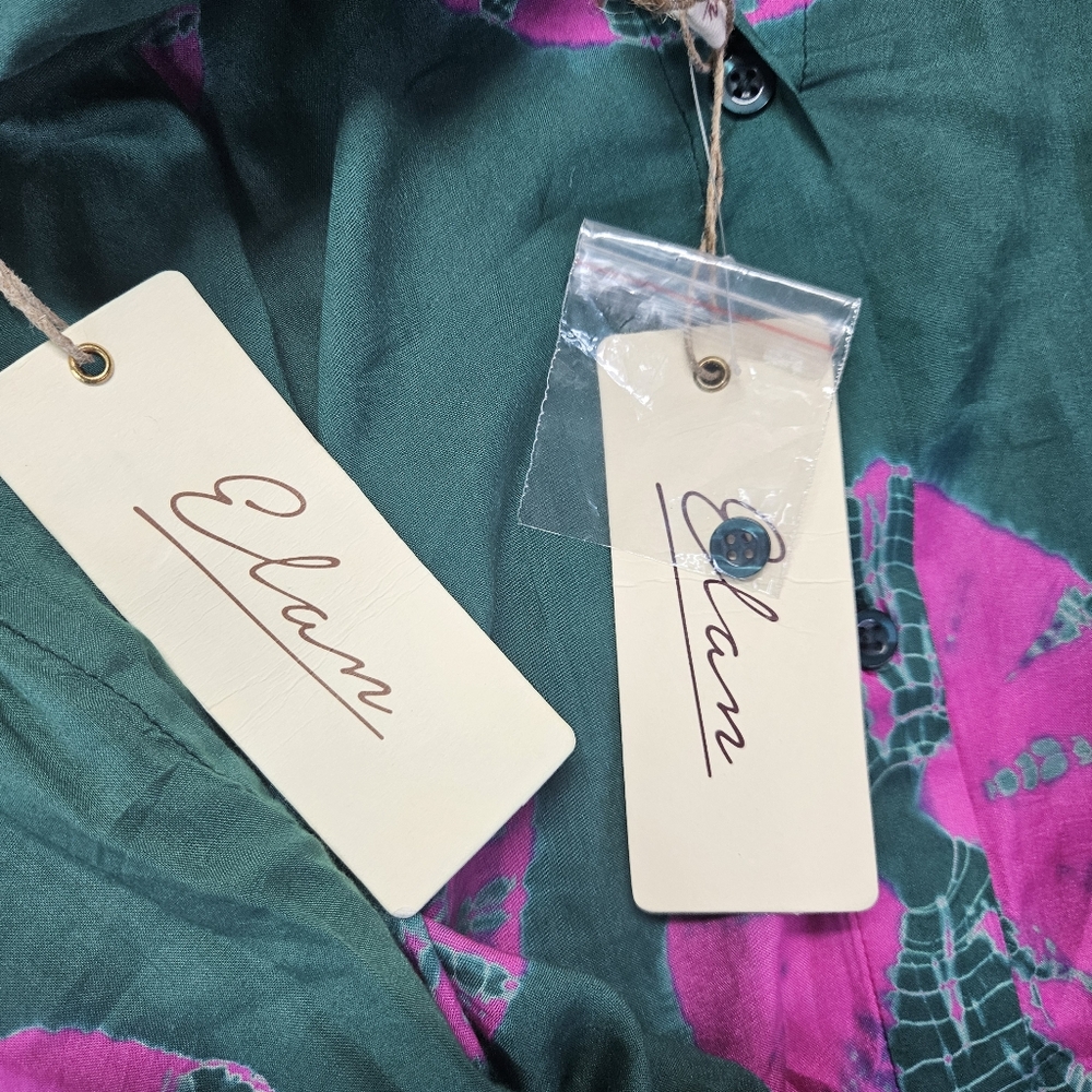 Elan Sand Dollar‎ Button Down Shirt & Shorts in pink/green Sz. M Nwt - Picture 7 of 12